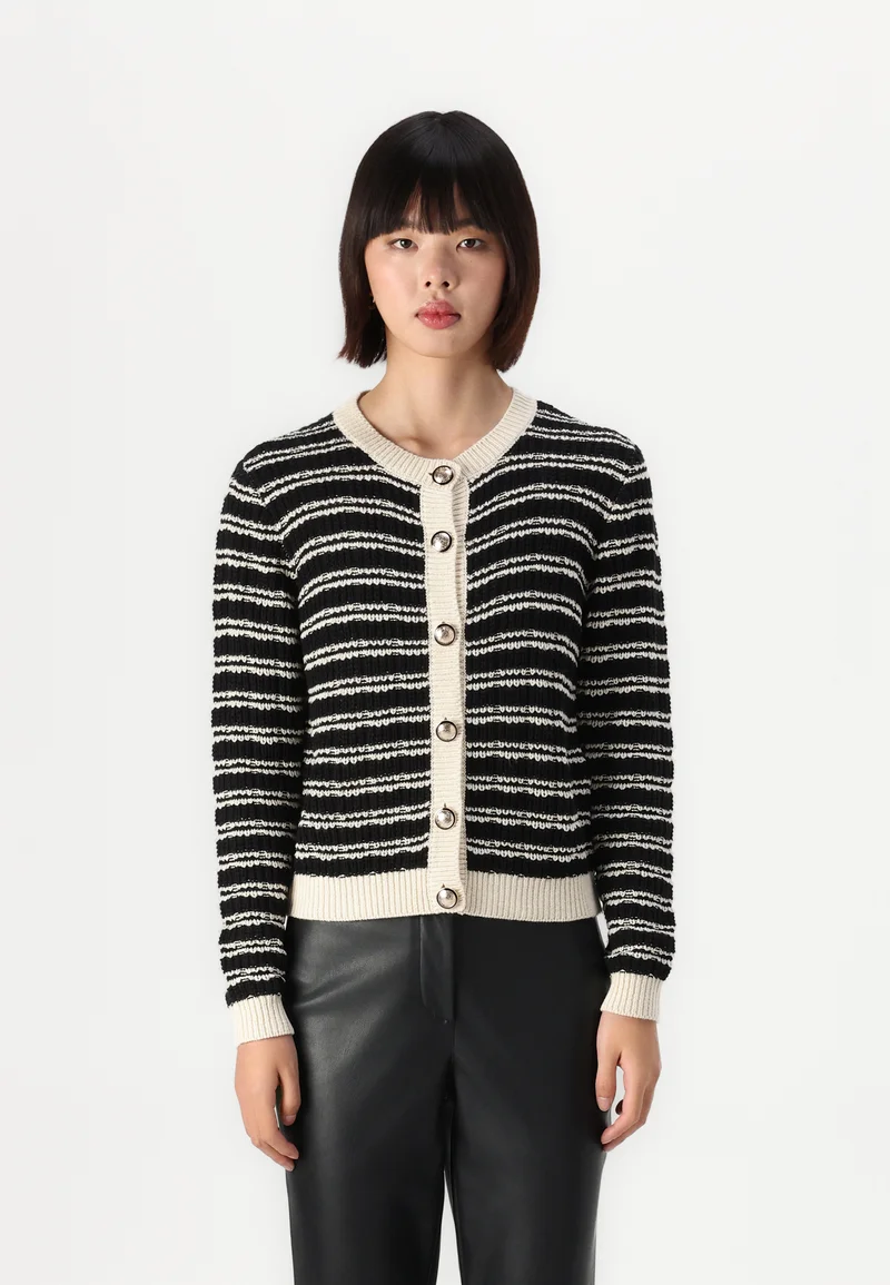 outlet boutique Vero Moda VMCHARLOT O NECK - Cardigan birch/black Clothing Knitwear & Cardigans Cardigans