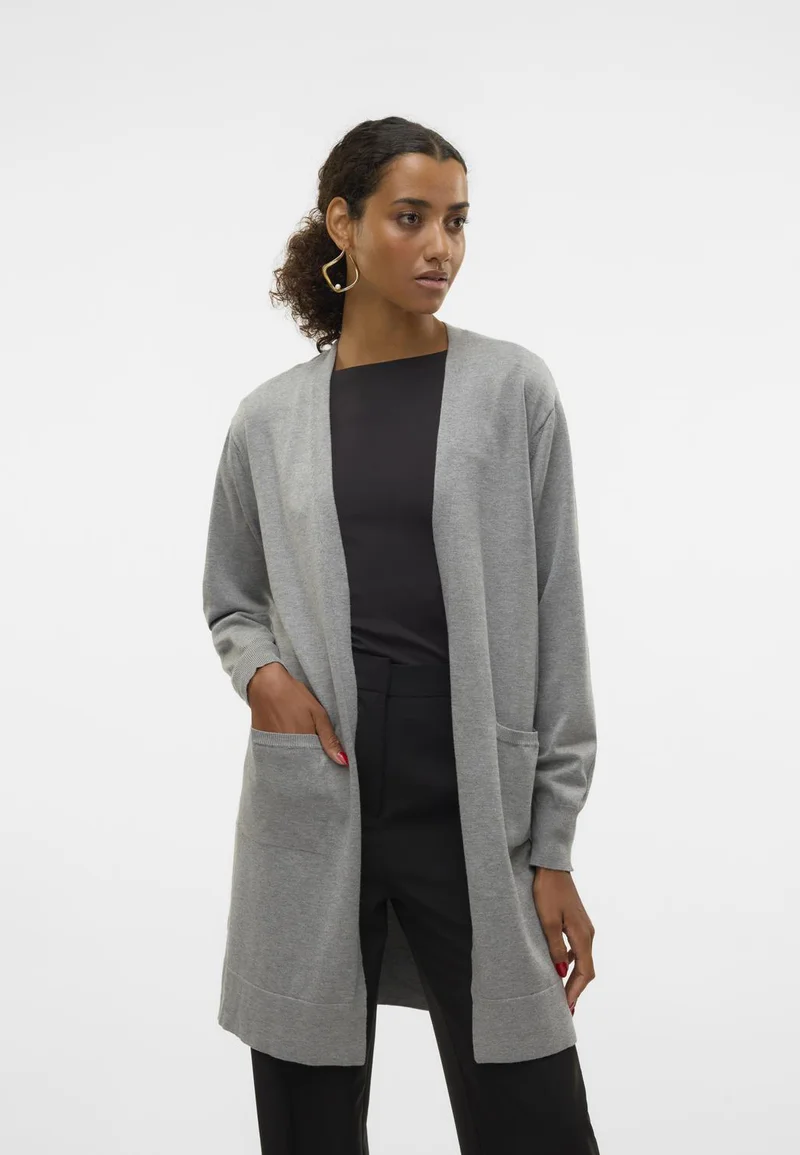 cheapest online price Vero Moda VMSILJE OPEN - Cardigan medium grey Clothing Knitwear & Cardigans Cardigans