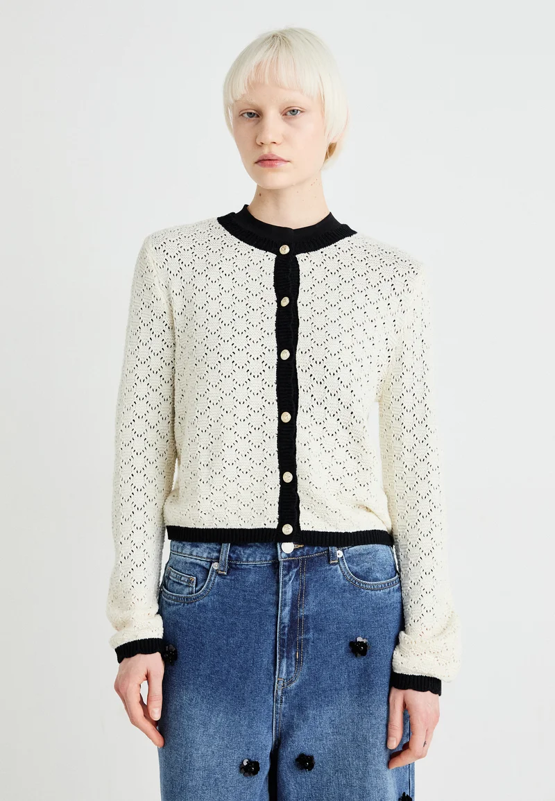 authorized dealers Vero Moda VMJACKIE O NECK  - Cardigan birch/black Clothing Knitwear & Cardigans Cardigans