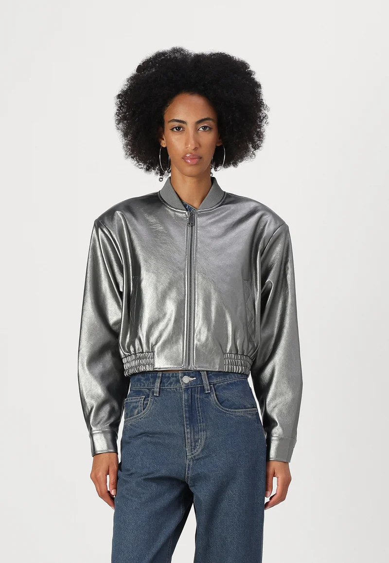 USA official online shop Vero Moda VMCAMILLA COATED SHORT JACKET - Bomber Jacket gunmetal Clothing Jackets & Blazers Bomber Jackets