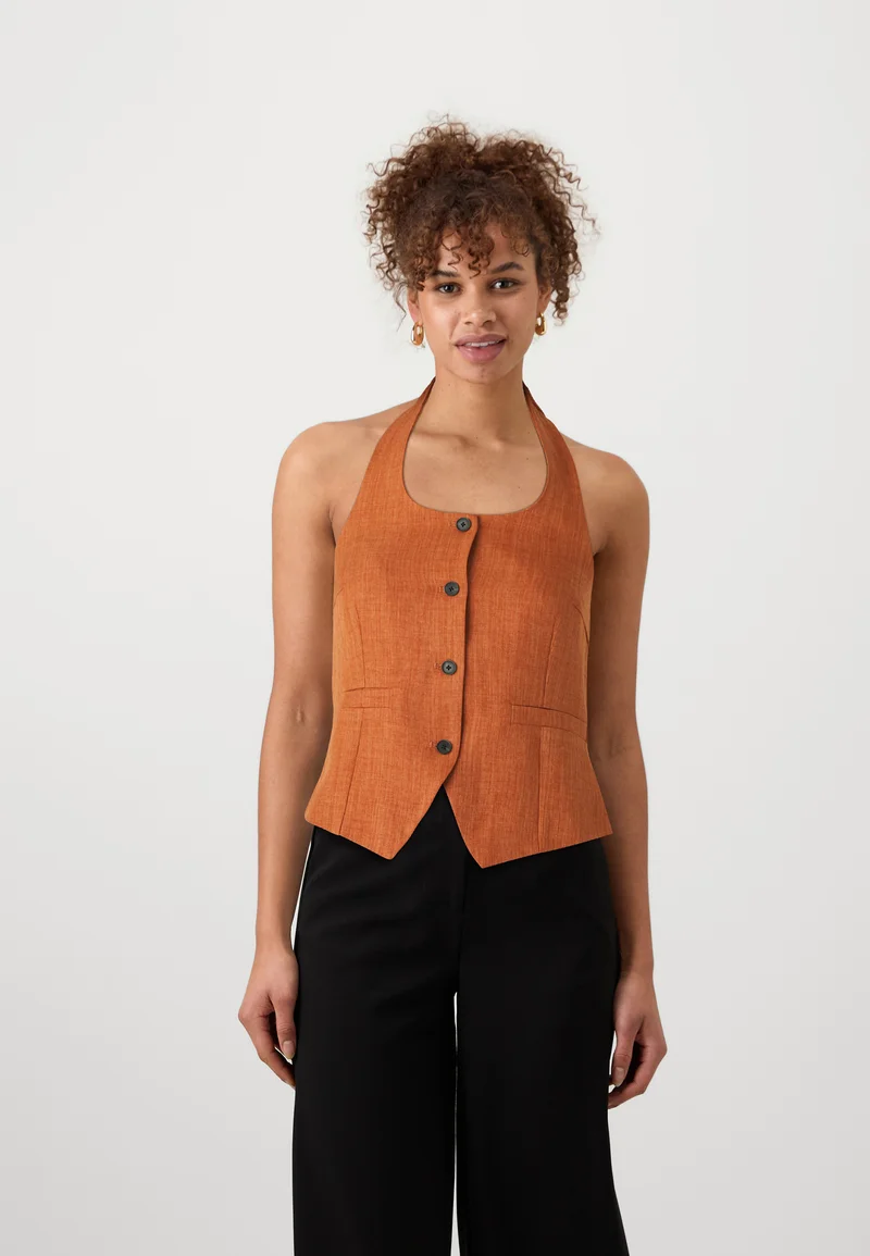 attractive design Vero Moda Tall VMADELINE WAISTCOAT - Waistcoat burnt orange Clothing Jackets & Blazers Bomber Jackets