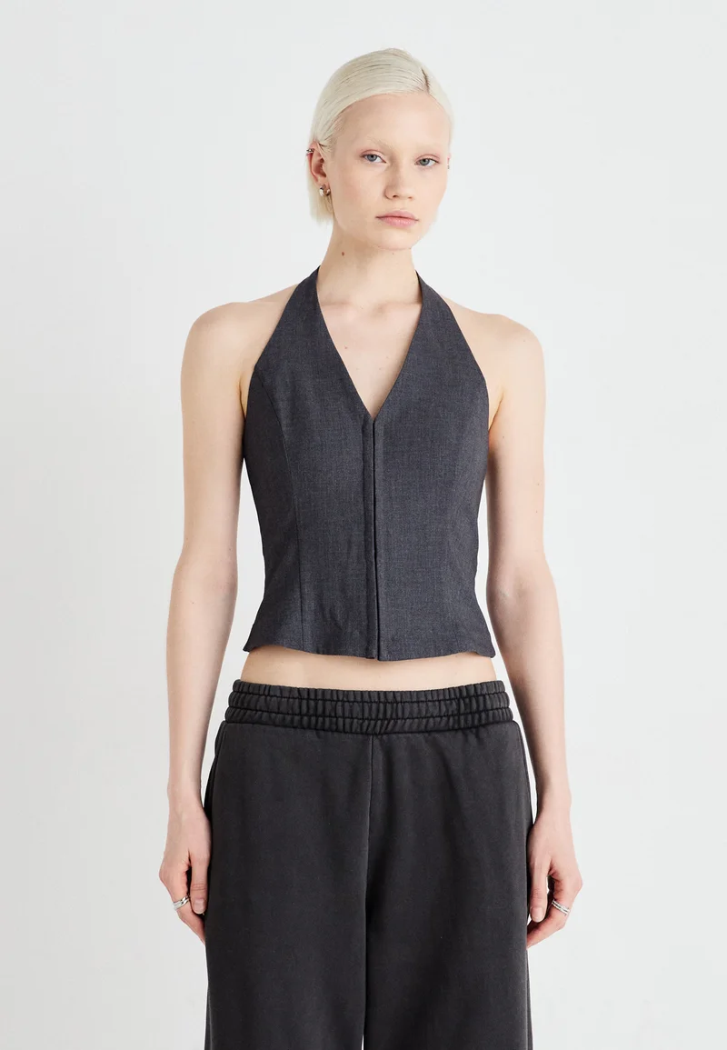 luxuriant in design Weekday NADJA HALTERNECK - Top grey melange Clothing Shirts & Blouses Blouses