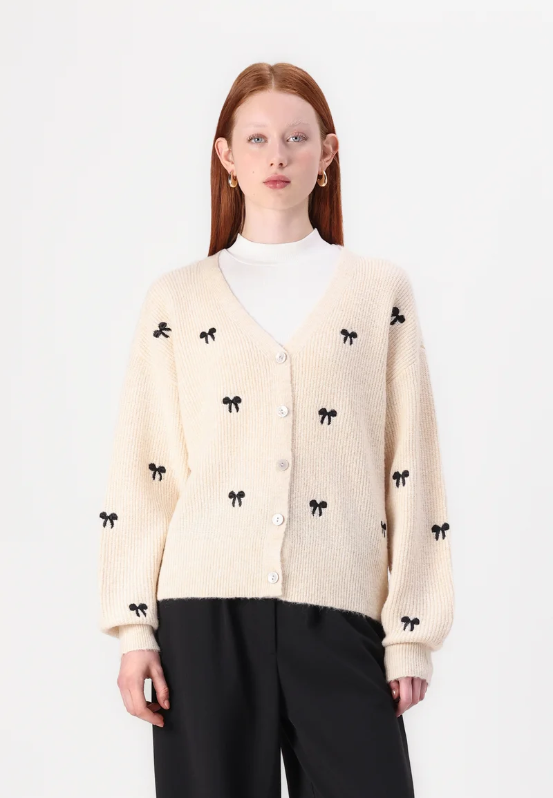 UK Cheap Sale YAS YASBOW EMBROIDED CARDIGAN - Cardigan birch/black Clothing Knitwear & Cardigans Cardigans
